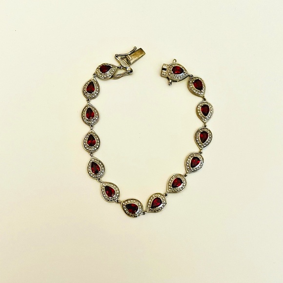NWT .925 Sterling Silver Garnet Bracelet - Picture 5 of 7
